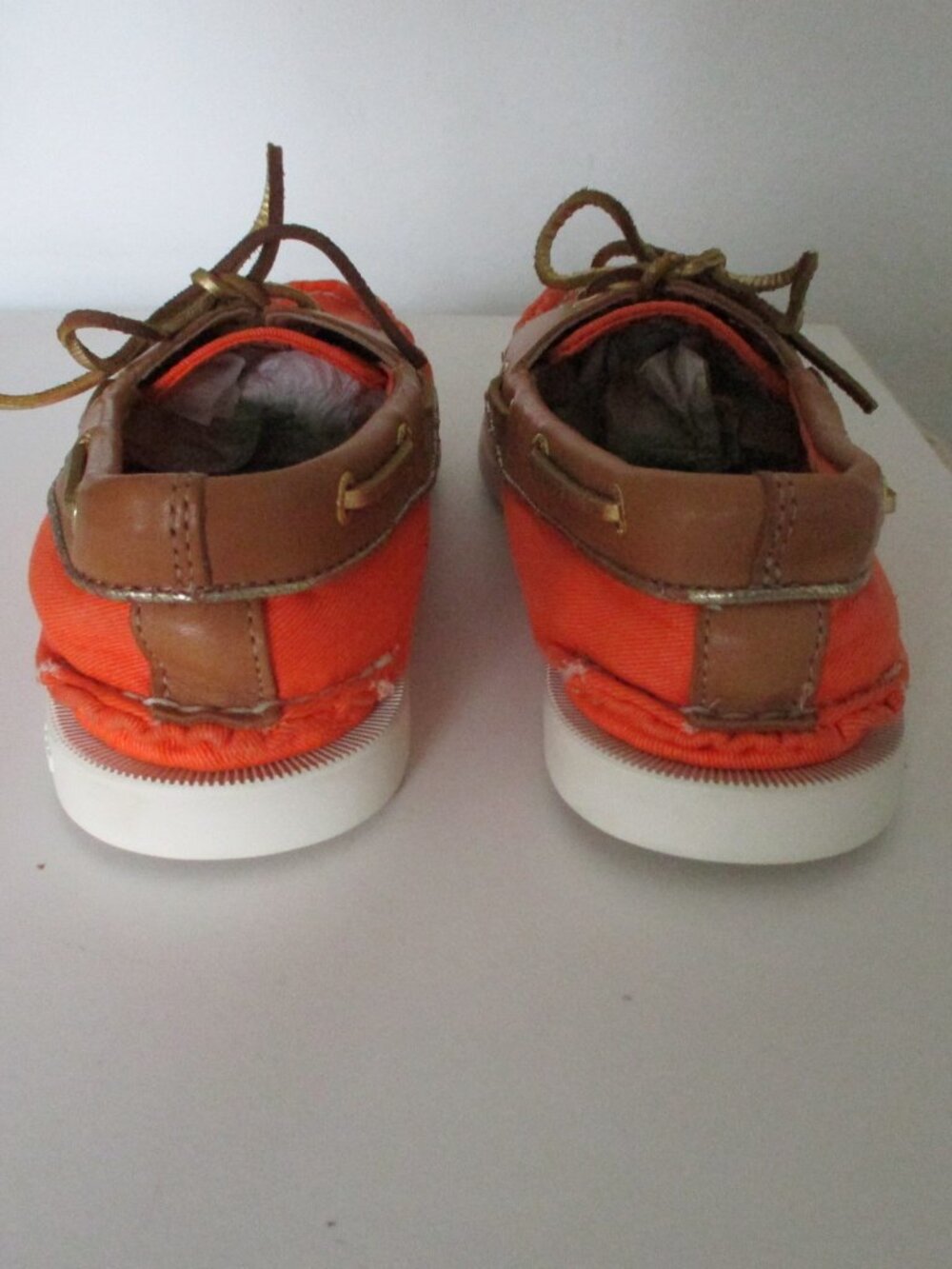 Milly for Sperry Top-Sider Womens Orange Canvas Moccasin Boat Shoe NWOB - 7.5M - Picture 7 of 8